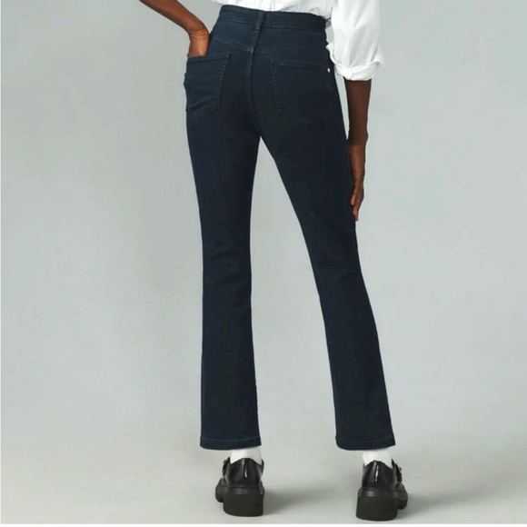 ANTHROPOLOGIE Pilcro Slim Tuck High-Rise Straight-Leg Jeans Womens Dark Blue - Picture 4 of 9